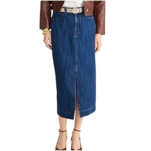 J.Crew - Blue Denim Midi Skirt with Front Slit